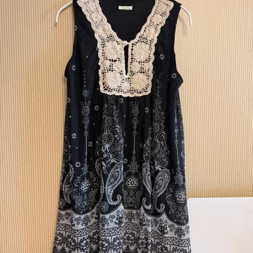 [BUNJANG] Vintage Mori Girl Paisley Crochet Tunic Dress / 빈티지 모리걸 페이즐리 크로셰 나시 튜닉 원피스