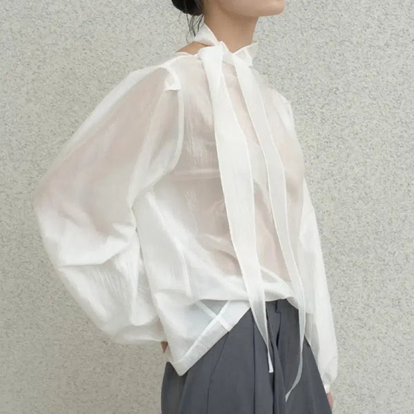 [BUNJANG] the NL (더엔엘) Tie Blouse (Ivory) / [새상품/택O] the NL 더엔엘 타이 블라우스 (아이보리)
