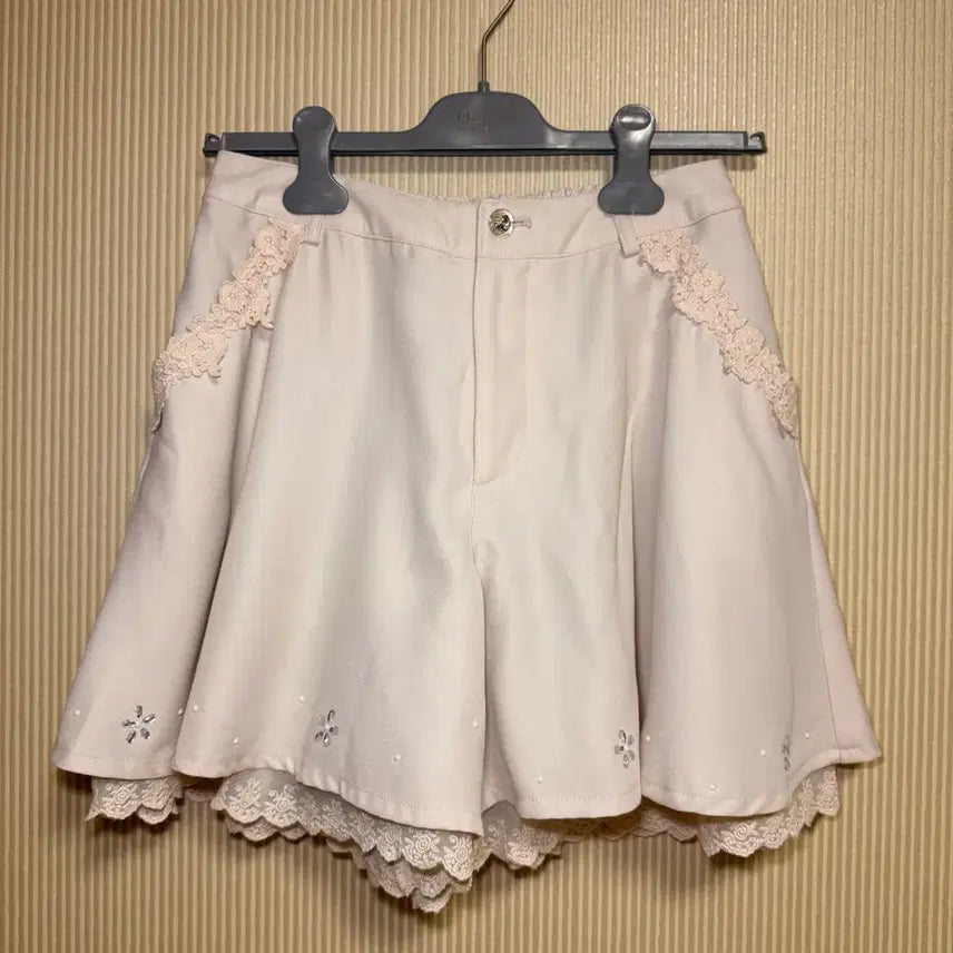 [BUNJANG] Vintage Mori Girl Lace Culottes Beige / 빈티지 모리걸 여성 레이스 큐롯 팬츠 베이지