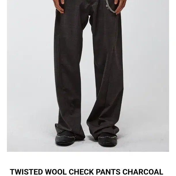 [BUNJANG] Alene Twisted Wool Check Pants Charcoal (Size 1) / (새상품) 알렌느 트위스티드 울 체크 팬츠/ 챠콜, 1사이즈