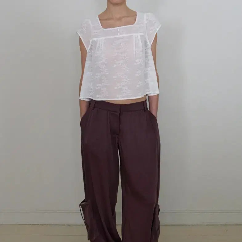 [BUNJANG] Ellude Women's Cosmo Blouse Lace White / 엘무드 우먼 코스모 블라우스 레이스