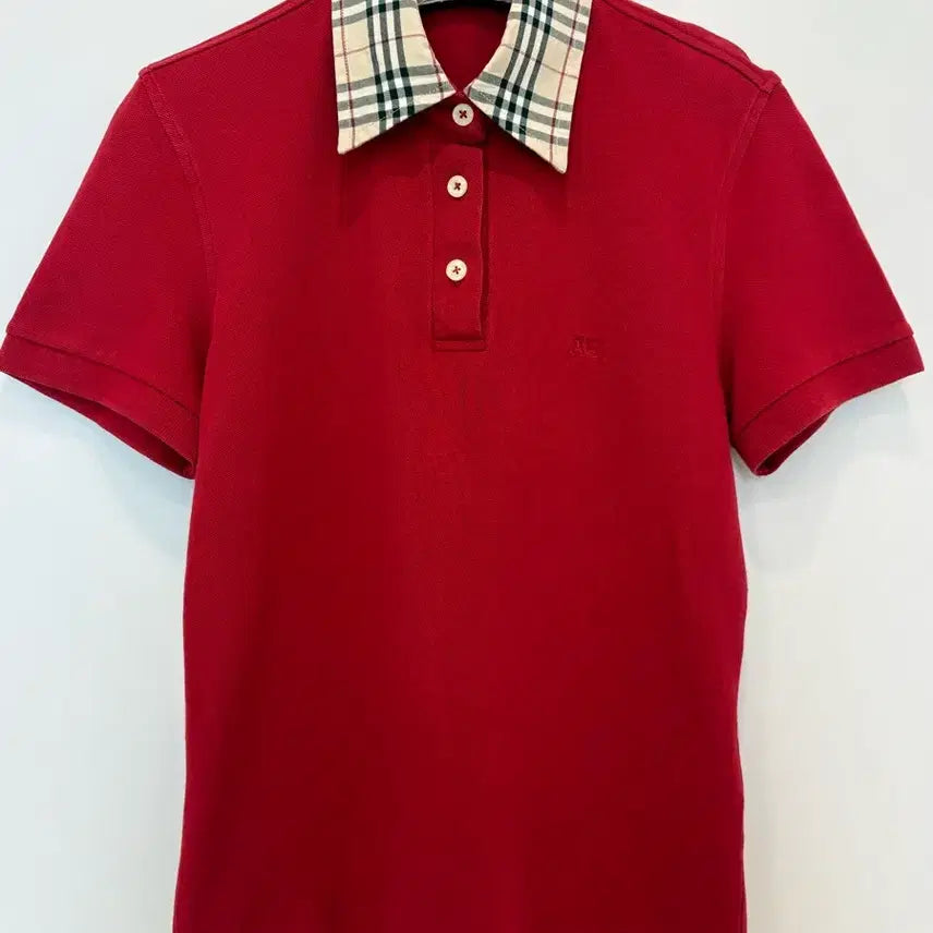 [BUNJANG] Burberry London Red Women's Polo Shirt M/55 / 정품)((버버리 런던 레드 컬러 여성카라티 M/55사이즈