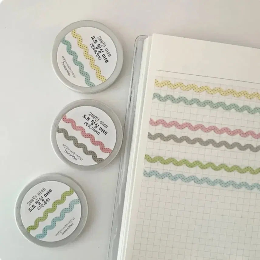 [BUNJANG] LogiSticker Dot Yarn Washi Tape Set (3 Types) / 로지스티커 도트 털실 마테 3종 세트