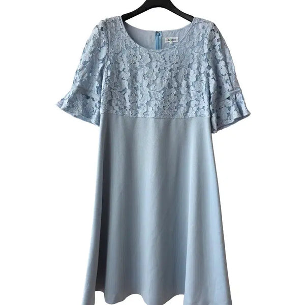 [BUNJANG] Sky Blue Lace Panel Flare Dress / S/하늘색 레이스 배색 플레어 원피스