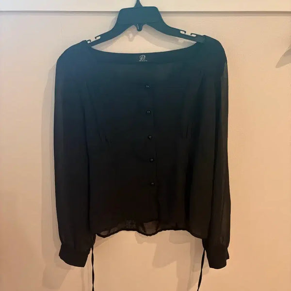 [BUNJANG] Dangdanggirl Chiffon Black Blouse / 당당걸 쉬폰 블랙 블라우스