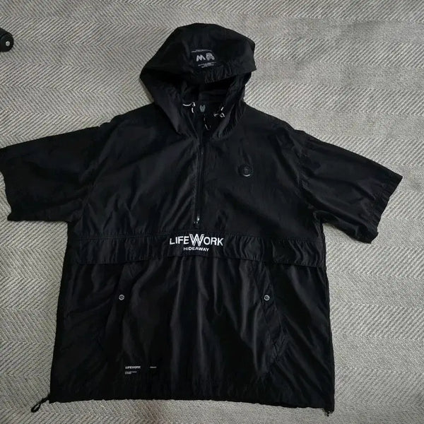 [BUNJANG] Lifework Men's Oversized Black Short-Sleeve Anorak (Size M/110) / 남성110 (M)라이프워크 오버핏 블랙 반팔 아노락