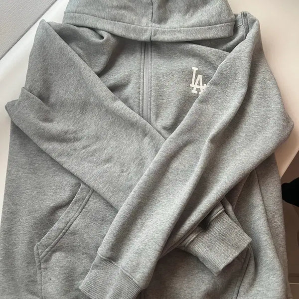 [BUNJANG] MLB Grey Hooded Zip-Up Jacket / mlb 후드집업 그레이