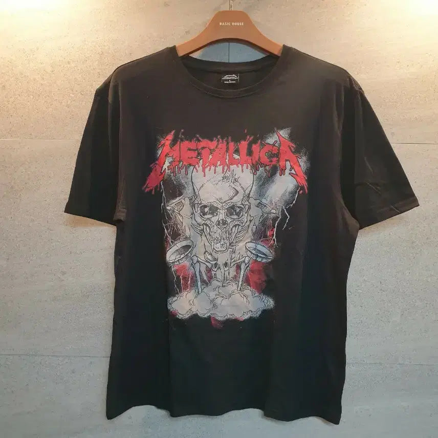 [BUNJANG] Metallica Logo Skull Print Short Sleeve T-Shirt / 메탈리카. 로고 스컬. 프린팅 반팔 티셔츠.