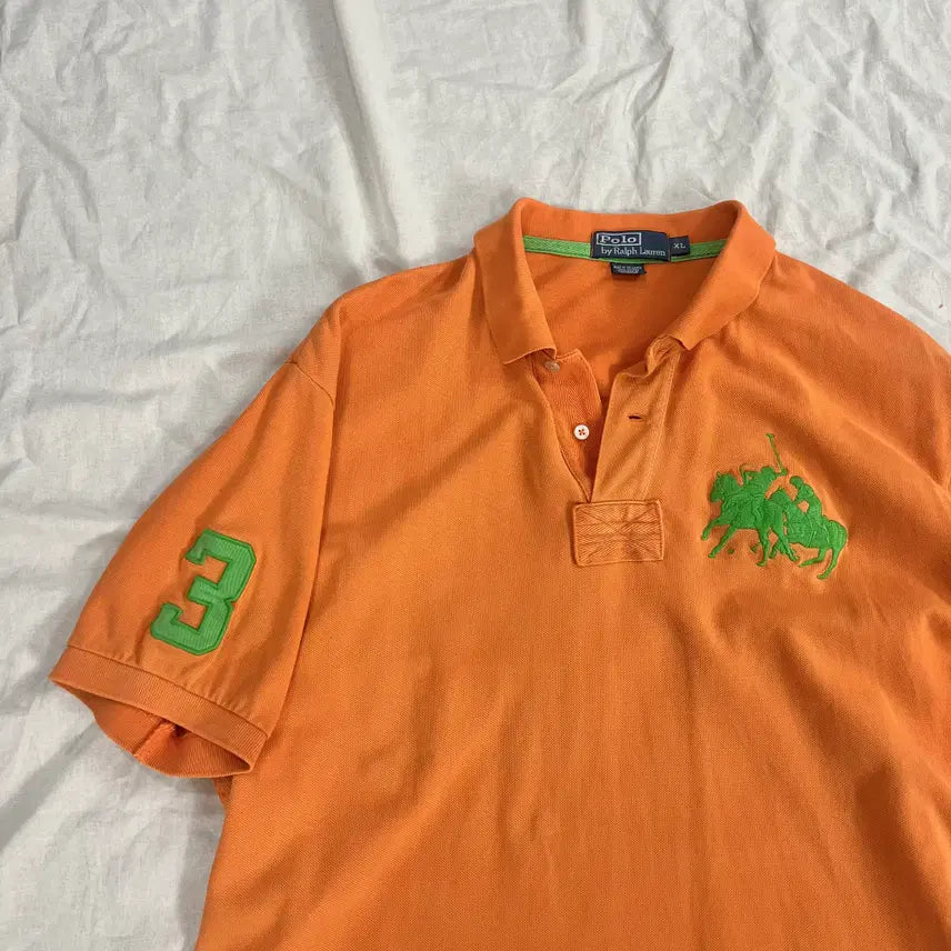 [BUNJANG] Polo Ralph Lauren Big Pony Short Sleeve Polo Shirt Orange XL / 폴로 랄프로렌 빅포니 반팔 카라티 오렌지 XL