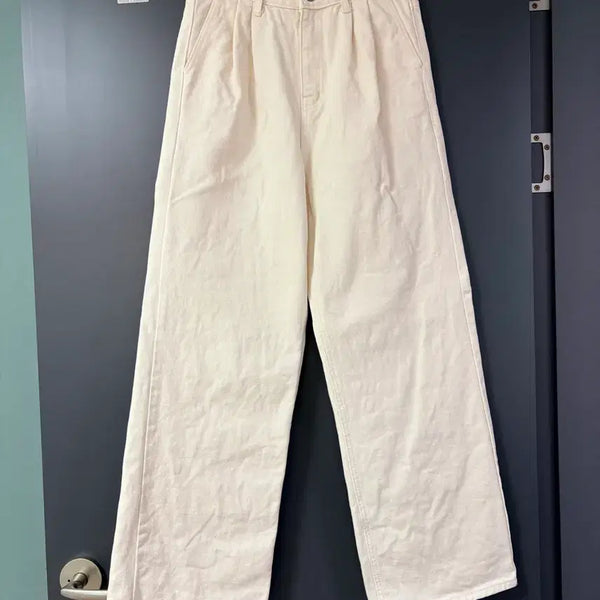 [BUNJANG] Mocobling Ivory Semi Wide Straight Fit Denim Jeans (27 inch) / 모코블링 아이보리 세미 와이드 스트레이트 진 데님 청바지 27인치