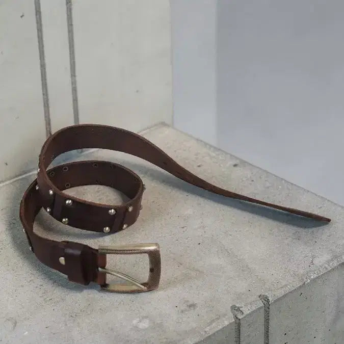 [BUNJANG] BUCKAROO Brass Buckle Full Grain Leather Belt / BUCKAROO 버커루 황동 버클 통가죽 벨트