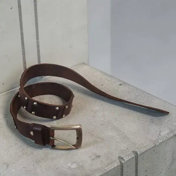 [BUNJANG] BUCKAROO Brass Buckle Full Grain Leather Belt / BUCKAROO 버커루 황동 버클 통가죽 벨트