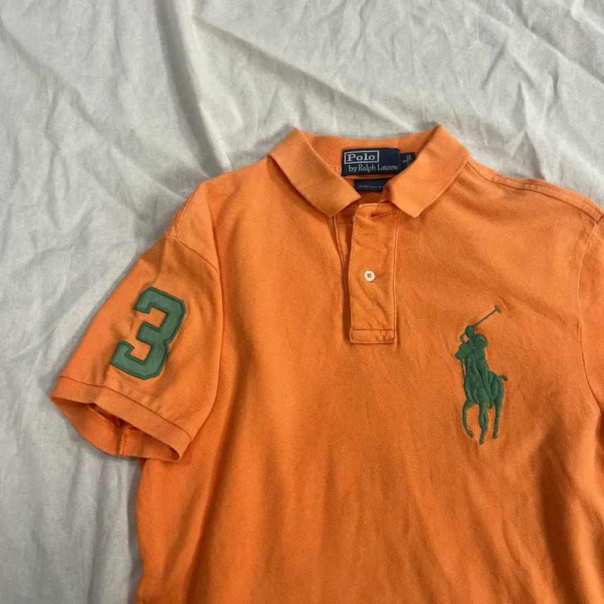 [BUNJANG] Polo Ralph Lauren Big Pony Custom Fit T-Shirt Orange S / 폴로 랄프로렌 빅포니 커스텀핏 반팔 카라티 오렌지 S