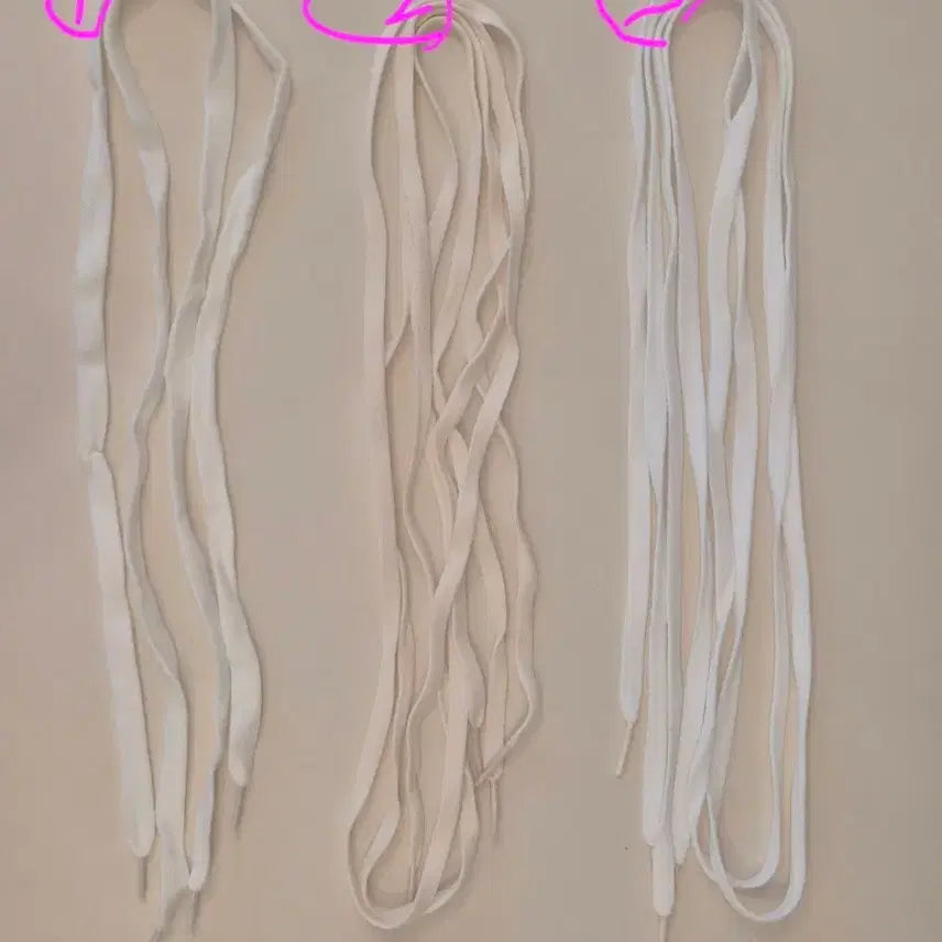 [BUNJANG] Shoelaces White Ivory Set of 3 / 운동화 끈 화이트 아이보리 3종 일괄