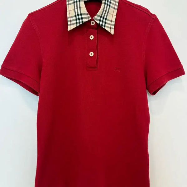 [BUNJANG] Burberry London Red Women's Polo T-Shirt M/55 / 정품)((버버리 런던 레드 컬러 여성카라티 M/55사이즈
