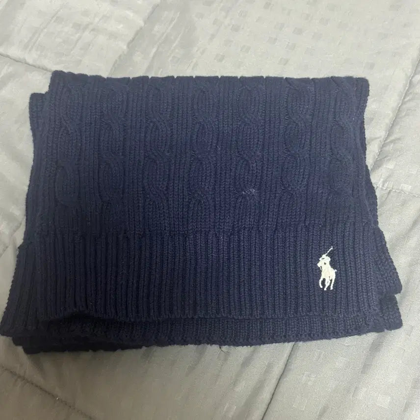 [BUNJANG] Polo Ralph Lauren Cable Knit Scarf Navy / 폴로 랄프로렌 케이블 니트 머플러 네이비
