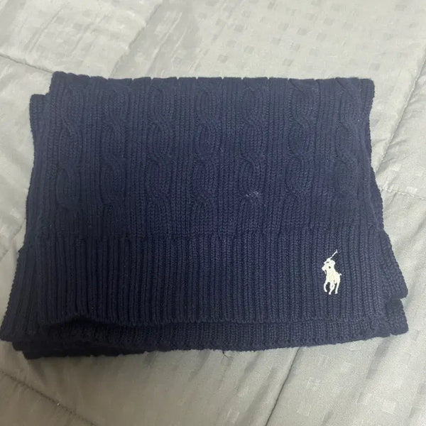 [BUNJANG] Polo Ralph Lauren Cable Knit Scarf Navy / 폴로 랄프로렌 케이블 니트 머플러 네이비