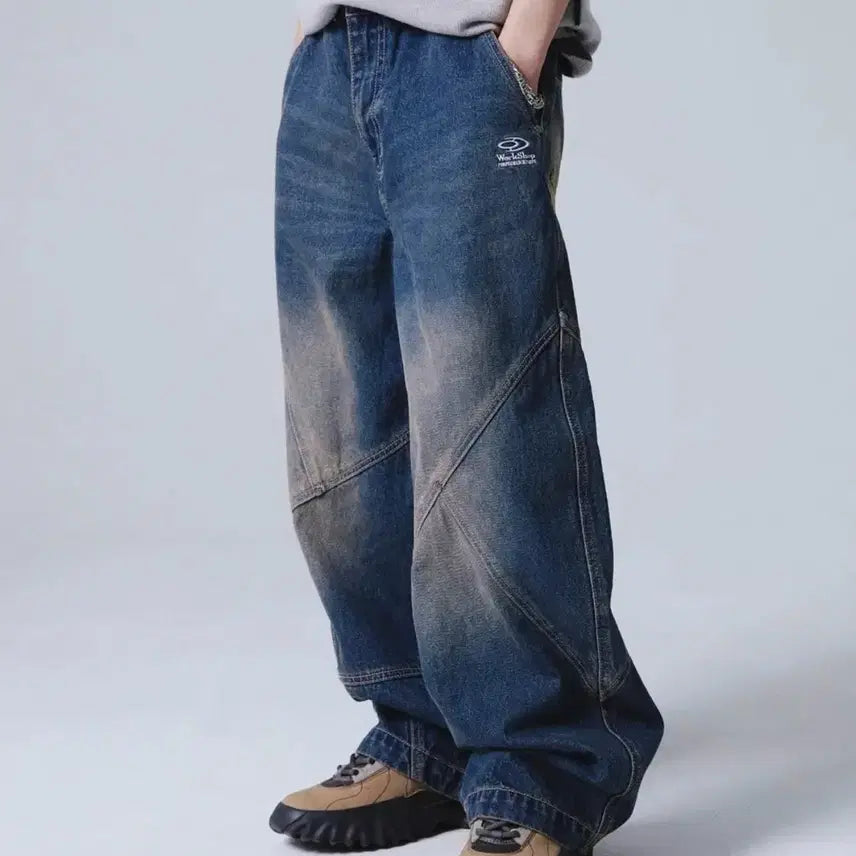 [BUNJANG] Mille Denim Rivet Balloon Pants Indigo Blue / 밀 데님 리벳 벌룬 팬츠 인디고 블루