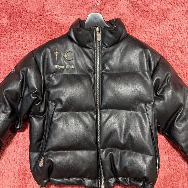 [BUNJANG] THUG CLUB Leather Puffer Jacket / 떠그클럽 레더퍼퍼 자켓