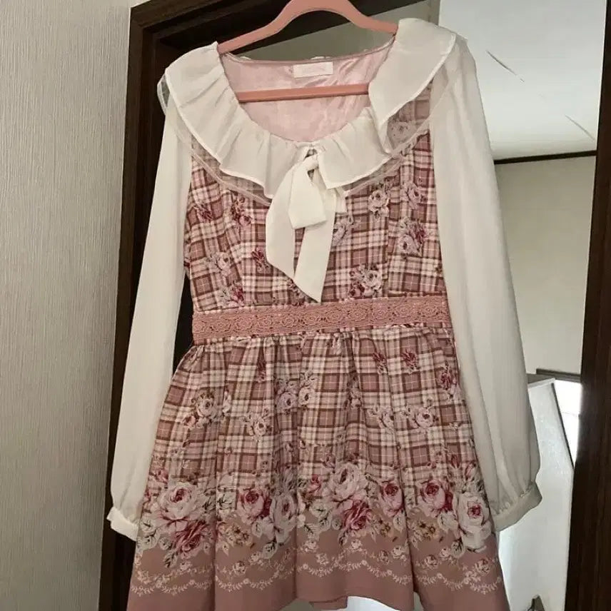 [BUNJANG] Liz Lisa Classic Check Tunic Dress + Skirt Set / 리즈리사 고전 체크 하나가라 튜닉+스카판 셋트 히메카지 히메갸루 라떼갸루