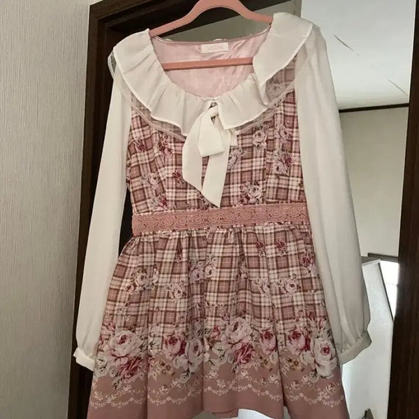 [BUNJANG] Liz Lisa Classic Check Tunic Dress + Skirt Set / 리즈리사 고전 체크 하나가라 튜닉+스카판 셋트 히메카지 히메갸루 라떼갸루