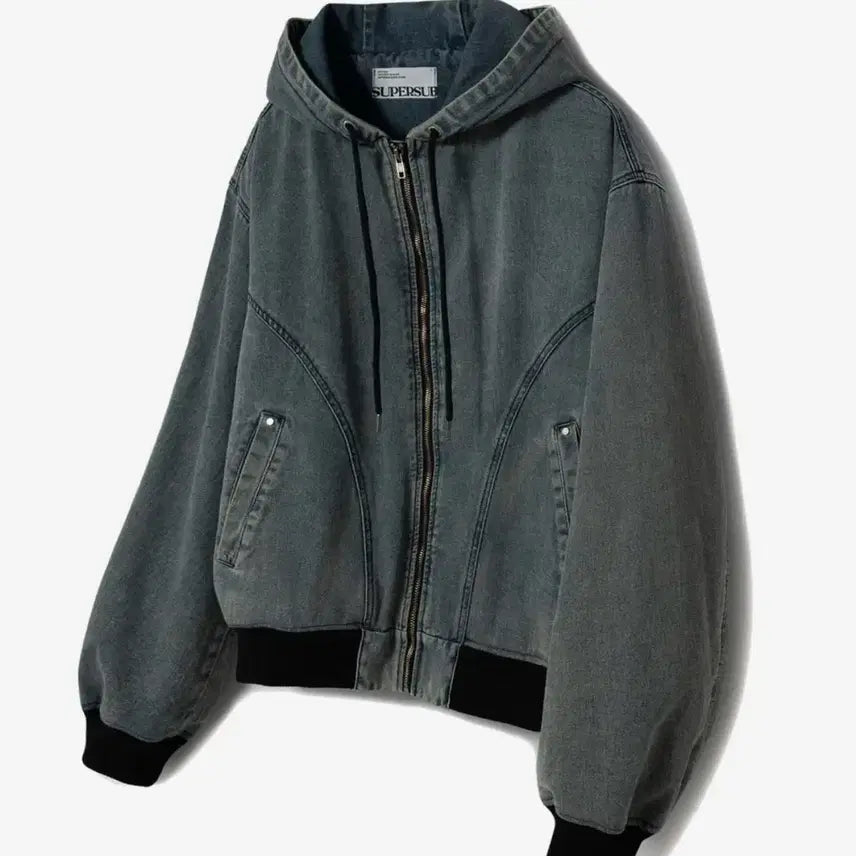 [BUNJANG] Denim Hooded Zip-Up Jacket - Vintage Blue / 데님 후드 집업 - 빈티지 블루