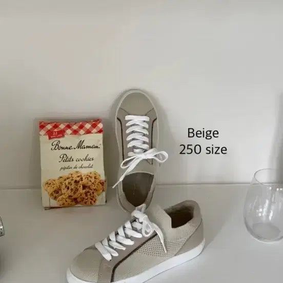 [BUNJANG] Knit Suede Sneakers Beige / 니트 스웨이드 스니커즈 베이지 250