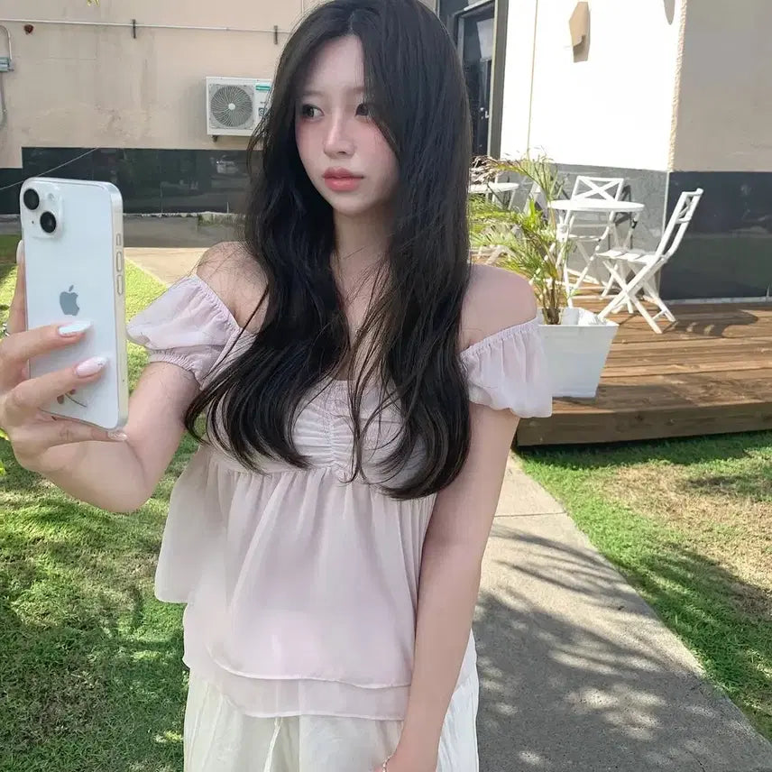 [BUNJANG] Live Hour Chiffon Blouse New / 리브아워 쉬폰 블라우스 새상품 분홍