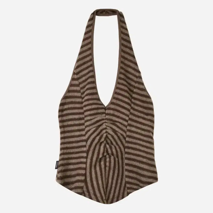 [BUNJANG] Seric Fluffy Stripe Sleeveless Brown / (새상품) 세릭 Fluffy Stripe Sleeveless BROWN