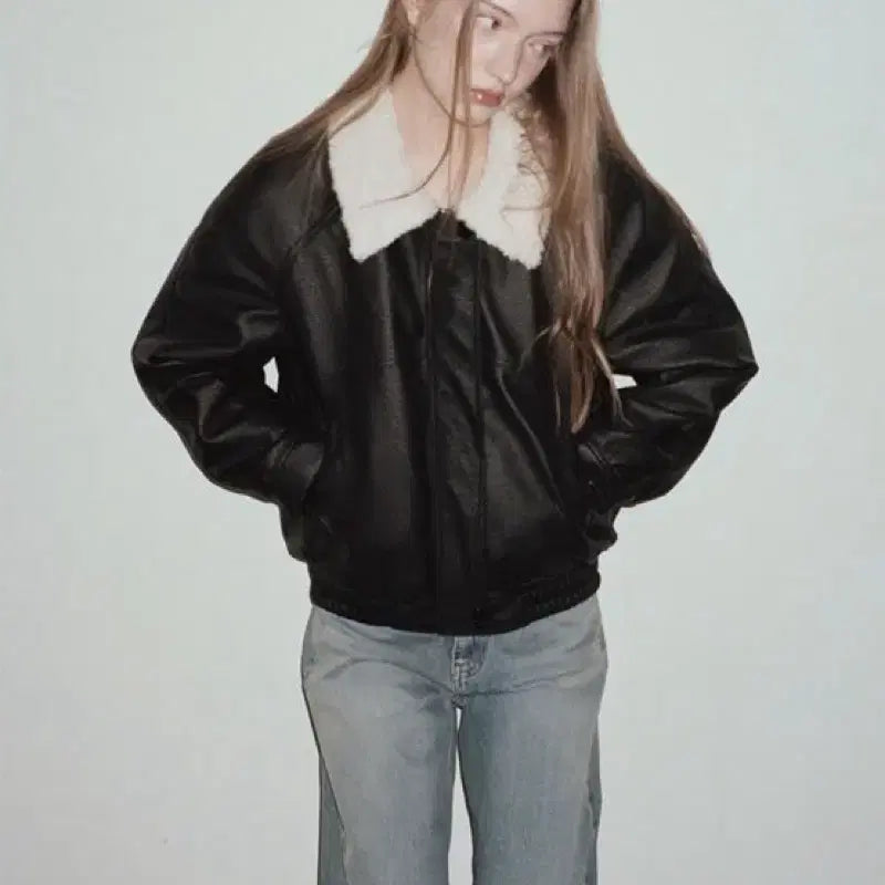 [BUNJANG] Lily Cots Riko Fur Leather Jacket / 릴리코츠 리코 퍼 레더자켓