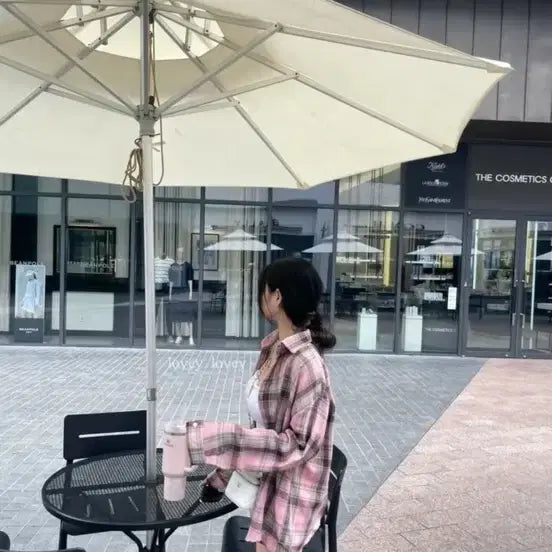 [BUNJANG] Oversized Check Shirt Pink / 체크 셔츠 오버핏 핑크