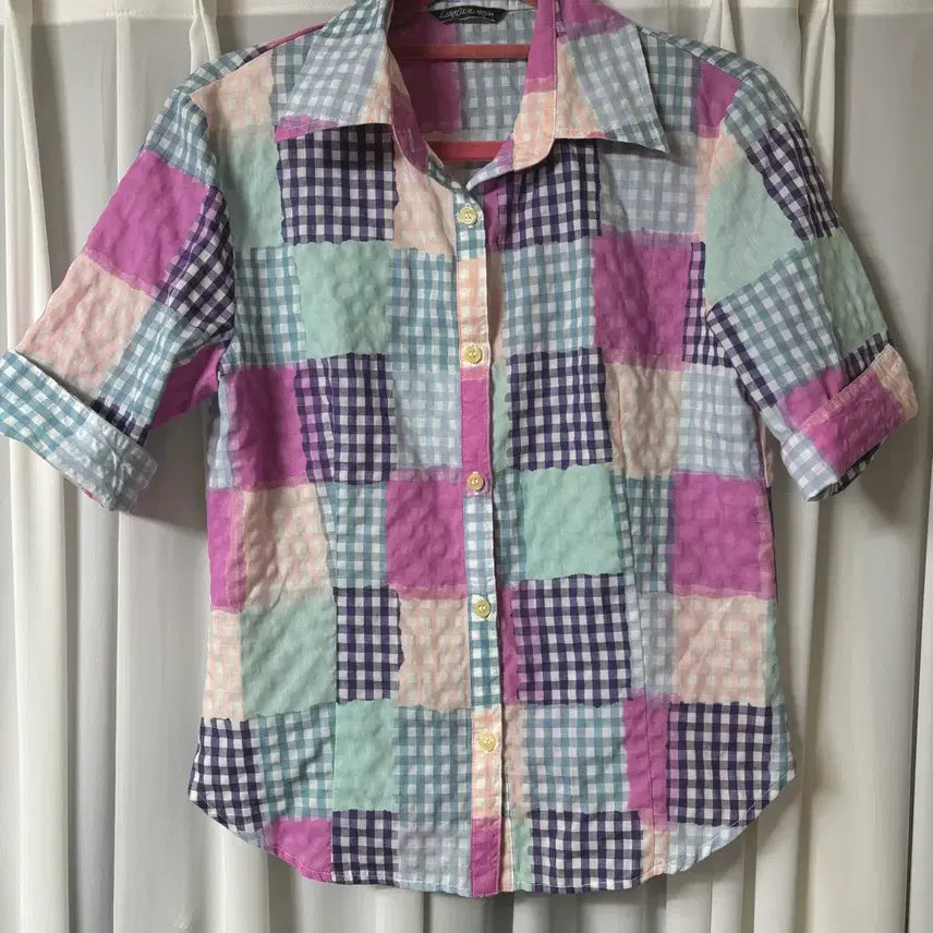 [BUNJANG] Vintage Check Short Sleeve Shirt / 일본 빈티지 체크 반팔 셔츠