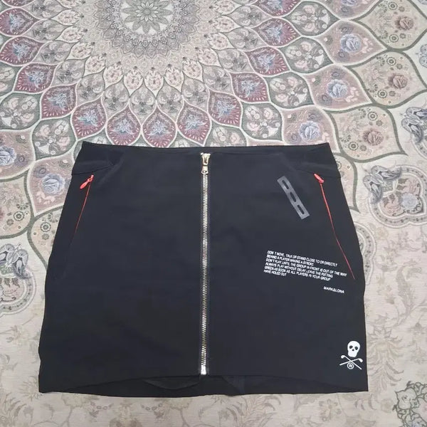 [BUNJANG] Mark &ロナ Skull Logo Golf Skirt Black / 마크앤로나 스컬 로고 골프 스커트 블랙