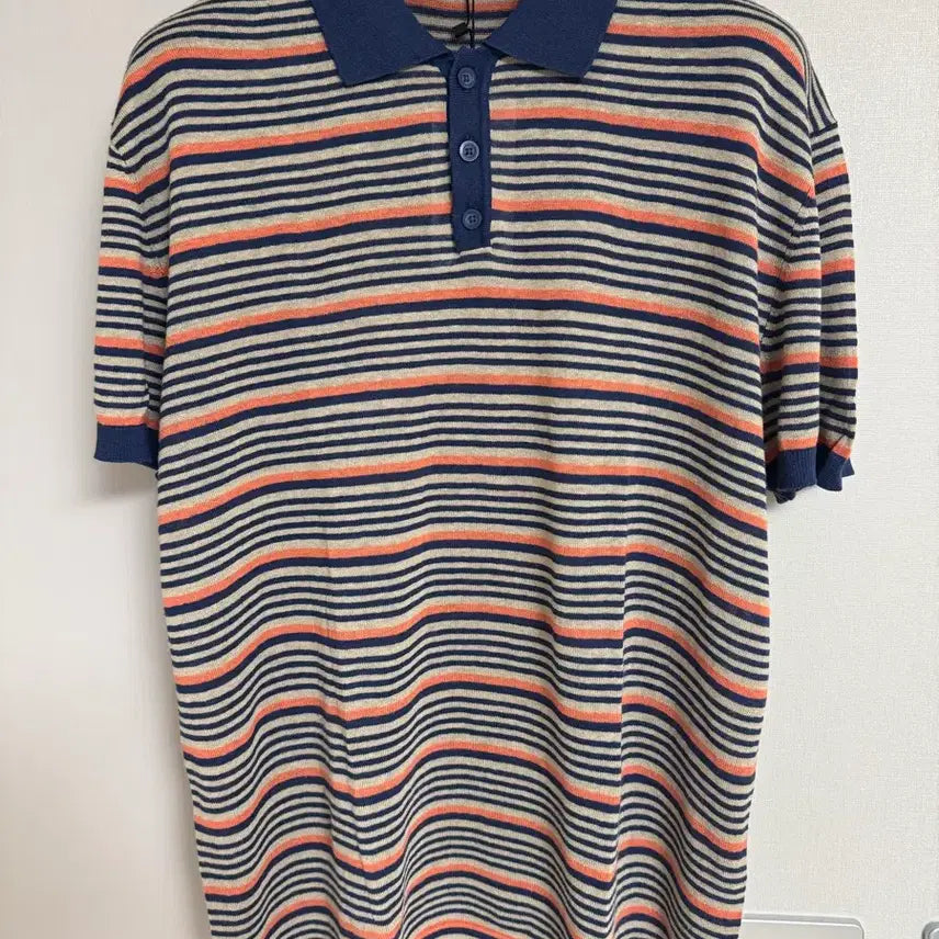[BUNJANG] Zara Linen Cotton Knit Polo Shirt Stripe Collar T-Shirt / [XL] 자라 리넨 코튼 니트 폴로 셔츠 스트라이프 칼라티