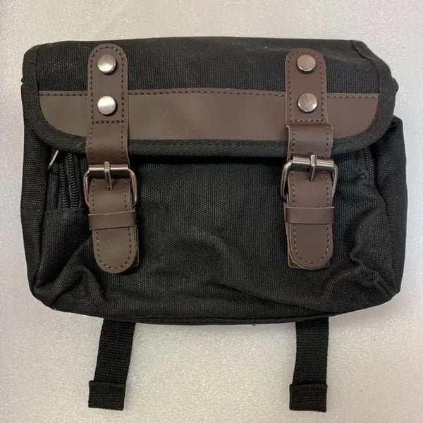 [BUNJANG] Vintage Style Black Canvas Crossbody Bag with Leather Details / 빈티지 스타일 블랙 크로스백