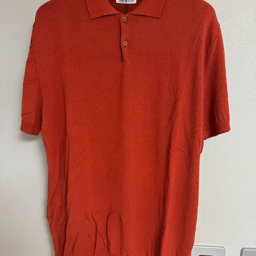 [BUNJANG] Zara Cotton Knit Polo Shirt / [XL] 자라 코튼 니트 폴로 셔츠 칼라티 다홍색