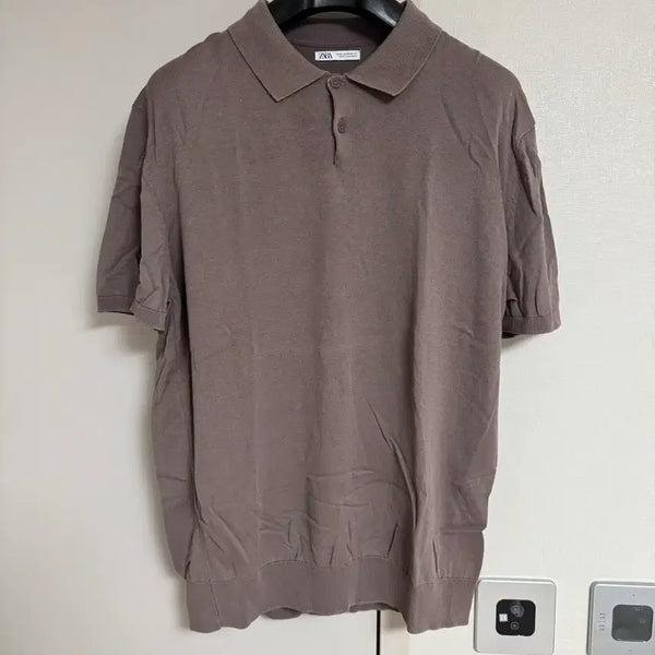 [BUNJANG] Zara Cotton Knit Polo Shirt - Brown / [XL] 자라 코튼 니트 폴로 셔츠 브라운 칼라티