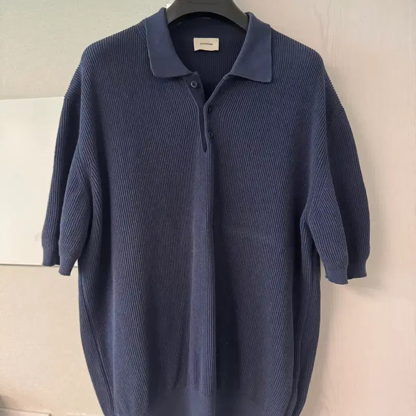 [BUNJANG] In The Raw Cotton Rib Half Knit Polo Deep Navy Size 2 / 인더로우 코튼립 하프 니트폴로 딥 네이비 2사이즈