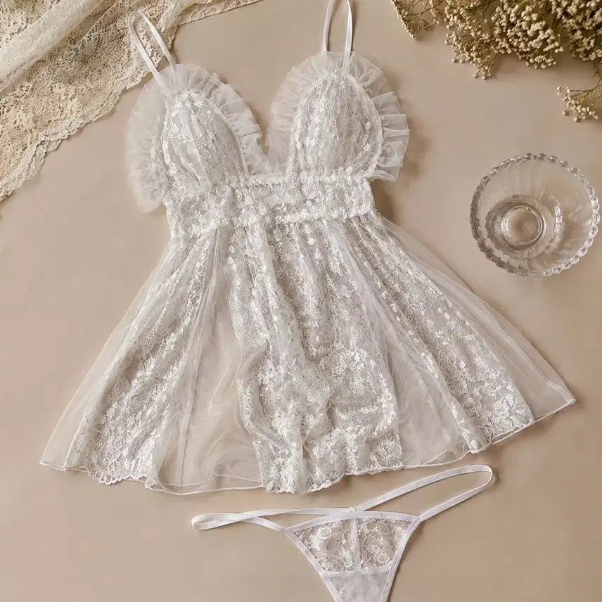 [BUNJANG] Chiffon Slip Set / 서비스+스타킹+팬티 | 애장템 쉬폰 슬립 세트
