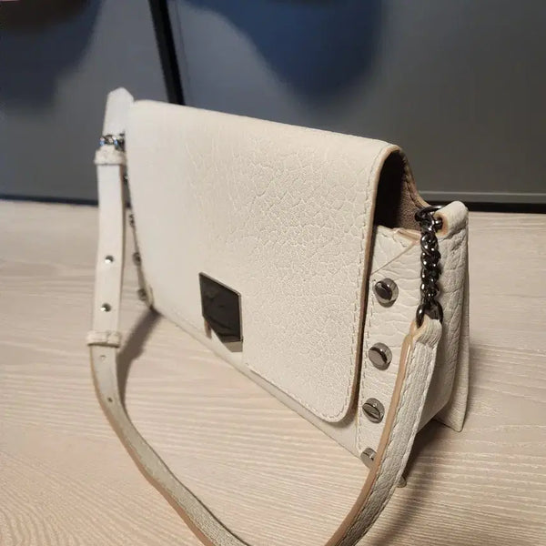 [BUNJANG] Jimmy Choo White Leather Shoulder Bag with Studs / 지미추 화이트 숄더백