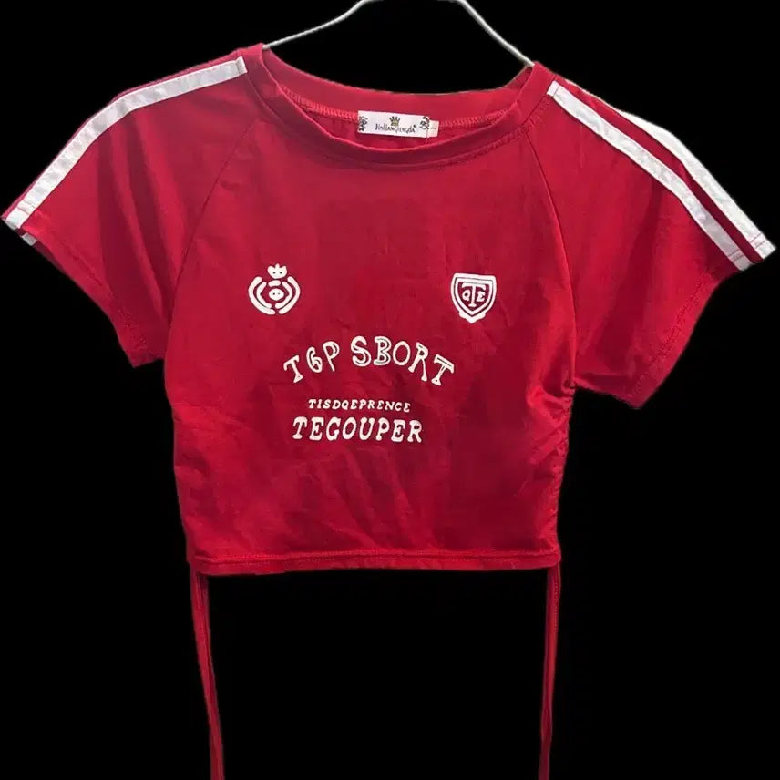 [BUNJANG] Red Cropped Sports Top / 레드 탑 스포츠 크롭티