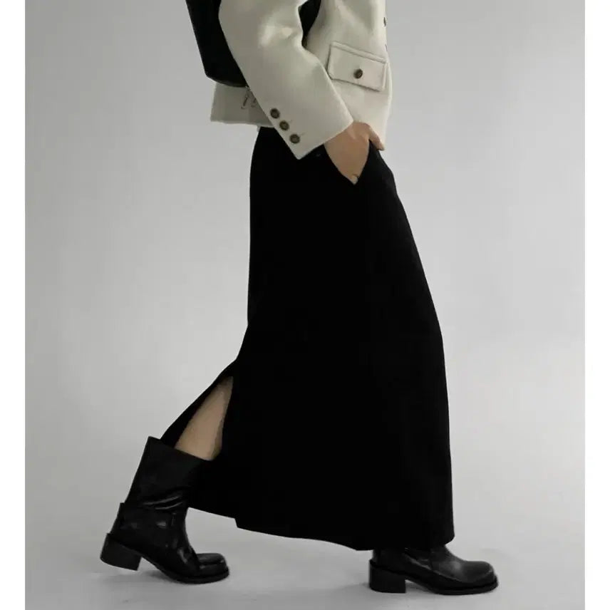 [BUNJANG] Manique Ellen A-Line Simple Long Skirt / 매니크 엘런 A라인 심플 롱 스커트