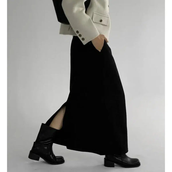 [BUNJANG] Manique Ellen A-Line Simple Long Skirt / 매니크 엘런 A라인 심플 롱 스커트