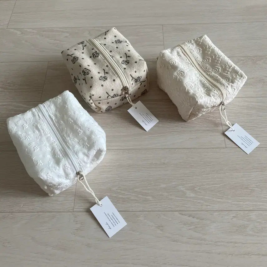 [BUNJANG] Chaenchoi Bloom Puff Pouch Bundle Set (Deep Rose, Vine, Rose) / 일괄) 챈초이 블룸 퍼프 파우치 딥 로즈, 바인, 로즈
