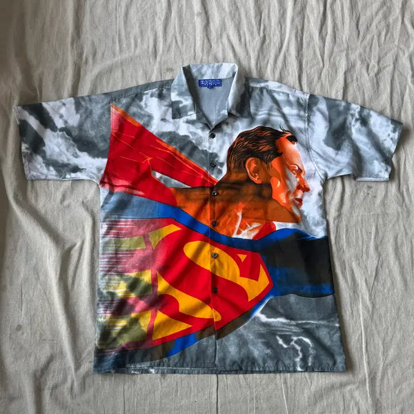 [BUNJANG] DENON Vintage Superman Short Sleeve Shirt / DENON 빈티지 슈퍼맨 반팔 셔츠 105~