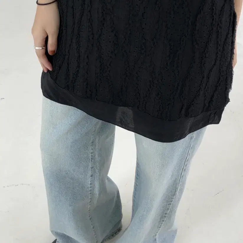 [BUNJANG] Light Wash Semi-Wide Denim Pants / 연청 데님
