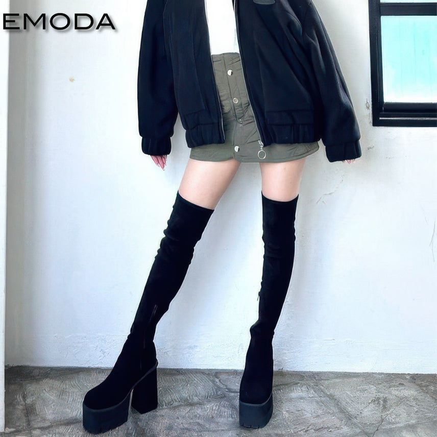 [BUNJANG] EMODA Square Fit Knee-High Long Boots / 에모다 스퀘어 핏 니하이 롱 부츠
