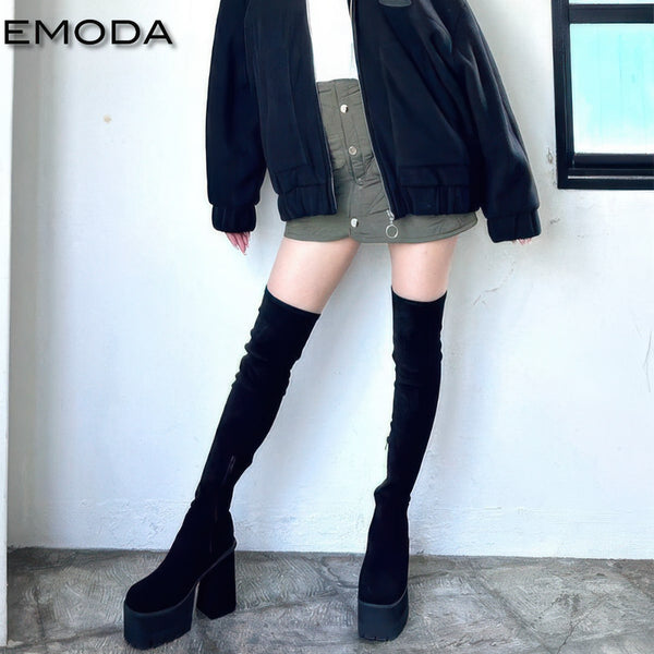 [BUNJANG] EMODA Square Fit Knee-High Long Boots / 에모다 스퀘어 핏 니하이 롱 부츠