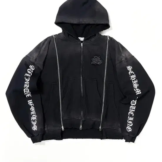 [BUNJANG] SKIZM INDUCING ASSEMBLY Zip Hoodie Black / 스키즘인듀싱 ASSEMBLY ZIP HOODIE BLACK