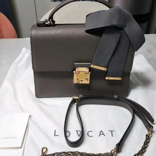 [BUNJANG] Lovecat Dot Tote Bag/Shoulder Bag/Crossbody Bag - New, Full Set, Grey / 러브캣 도트백/숄더백/크로스/풀구성 새상품